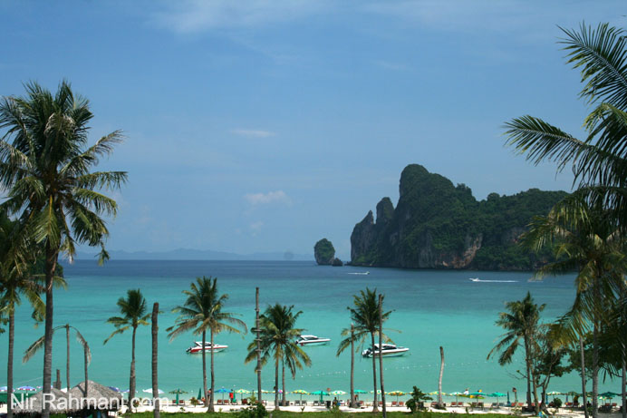 The view of Koh PhiPhi's Loh Dalum bay, when the tide is high