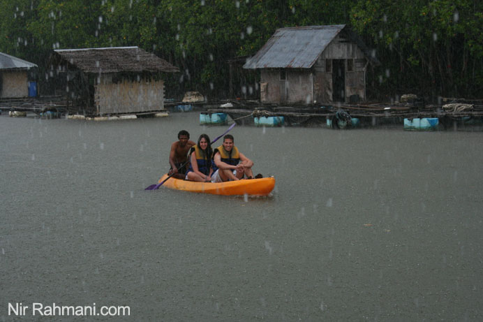 canoeing in a pouring rain in Phuket